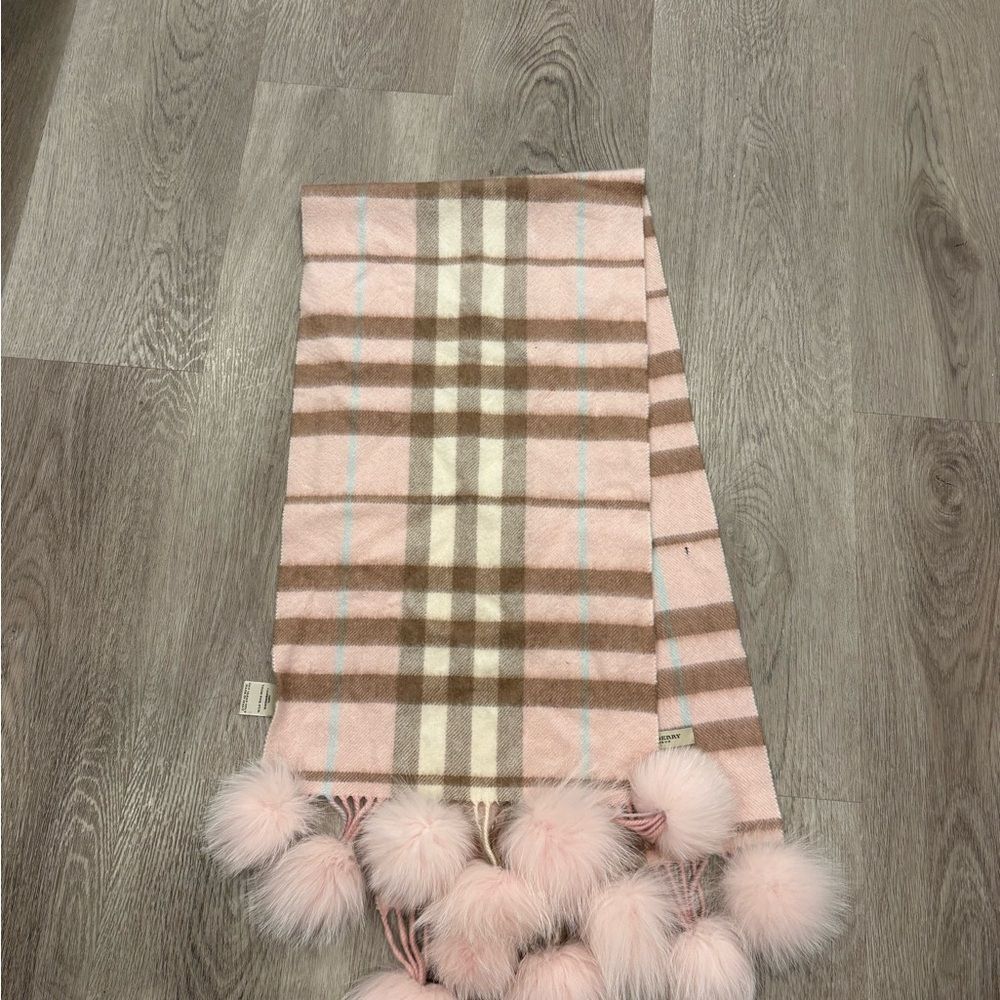 Burberry Pink and Cream Checkered Scarf